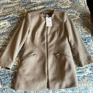 NWT Zara Coat brown houndstooth size medium